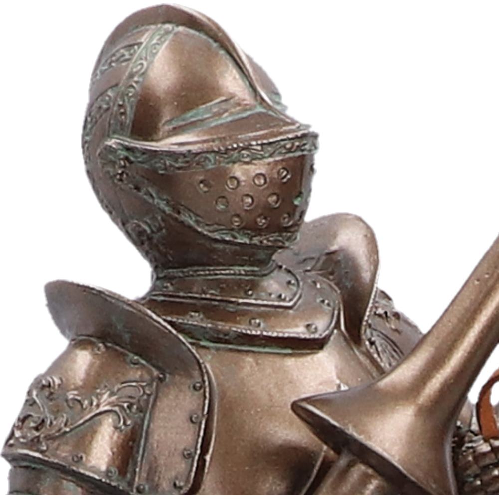 Close-up of the knight’s armour and detailed warrior design