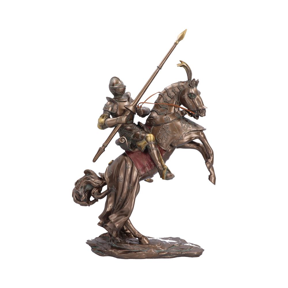 Knight’s Charge Figurine 45.9cm – bronze-effect medieval knight on a rearing horse
