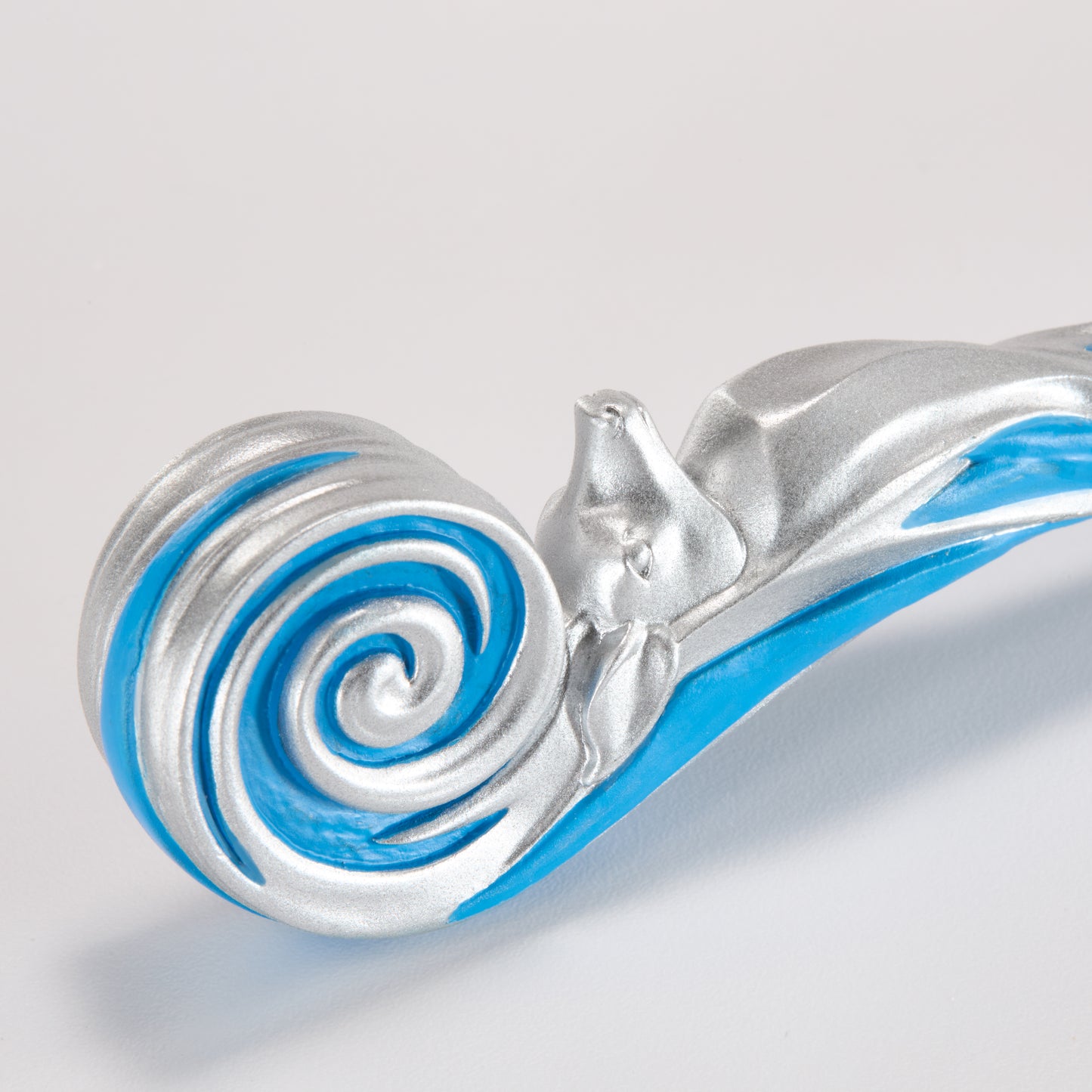 Silver and blue spiral and stag  design wand