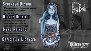 Corpse Bride Emily Bust video showing bouquet detail, torn wedding dress, and hand-painted finish