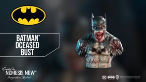 Batman DCeased Bust video showing horror-inspired facial detail, sculpted costume design, and hand-painted finish