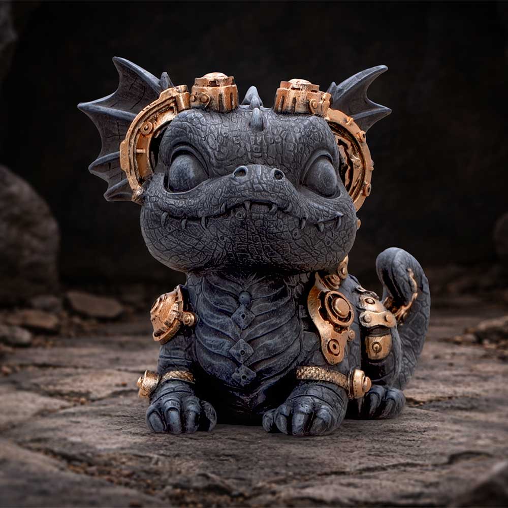 Cute steampunk dragon with goggles detail