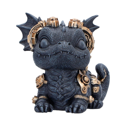 Gearling black dragon figurine steampunk ornament