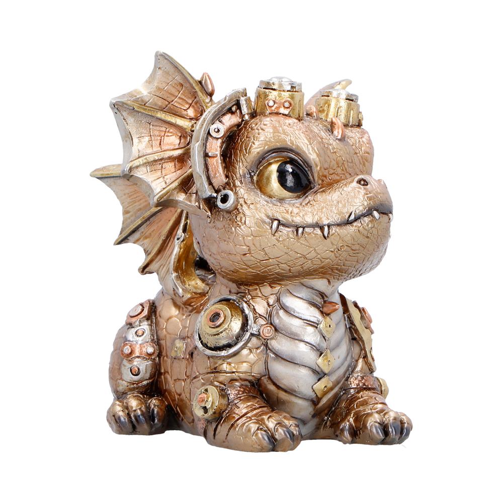 Cute gold steampunk dragon with goggles detail