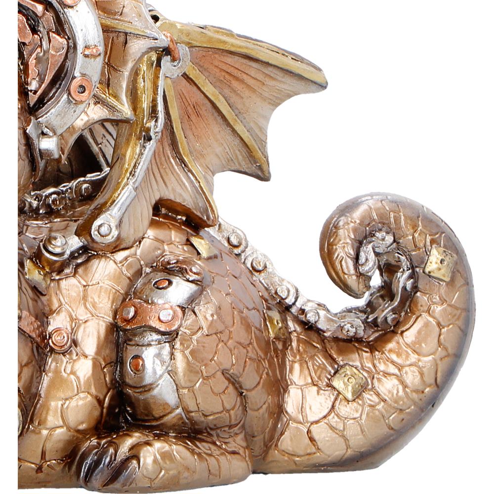 Steampunk dragon showing gold and silver detailing
