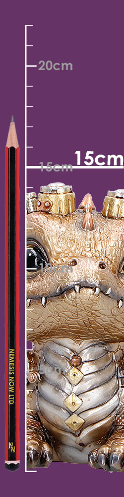 Gold steampunk dragon figurine showing full  size detail