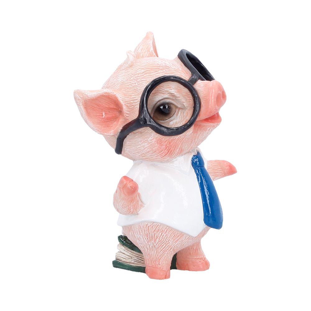 Quirky pig figurine with glasses and blue tie detail