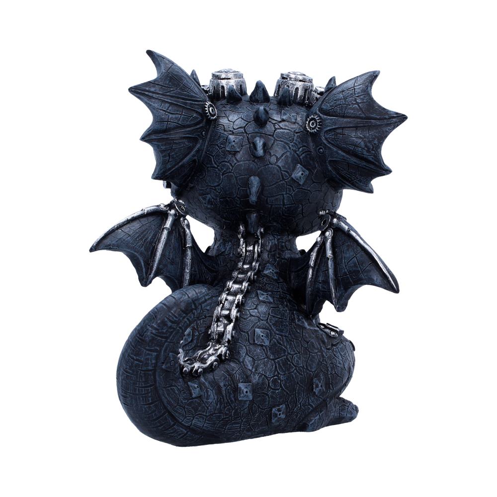 Black dragon figurine with chain design on the back