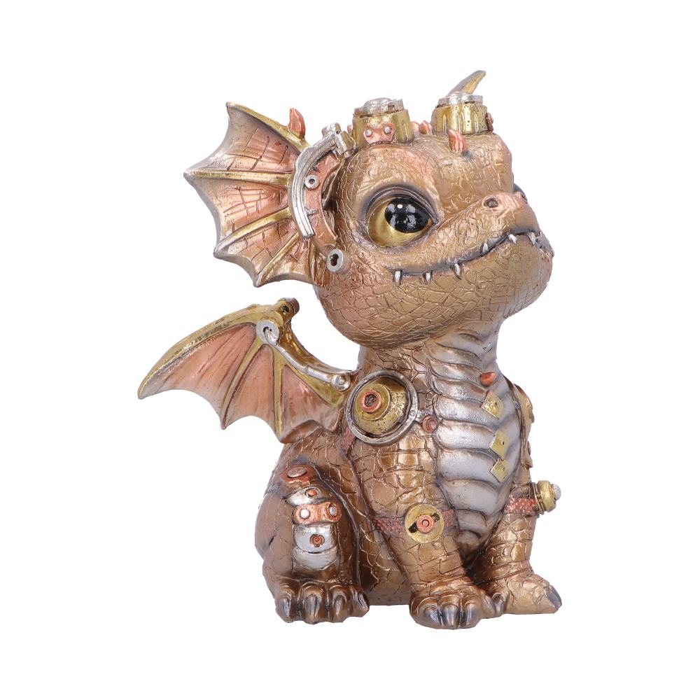 Cute gold steampunk dragon with goggles detail