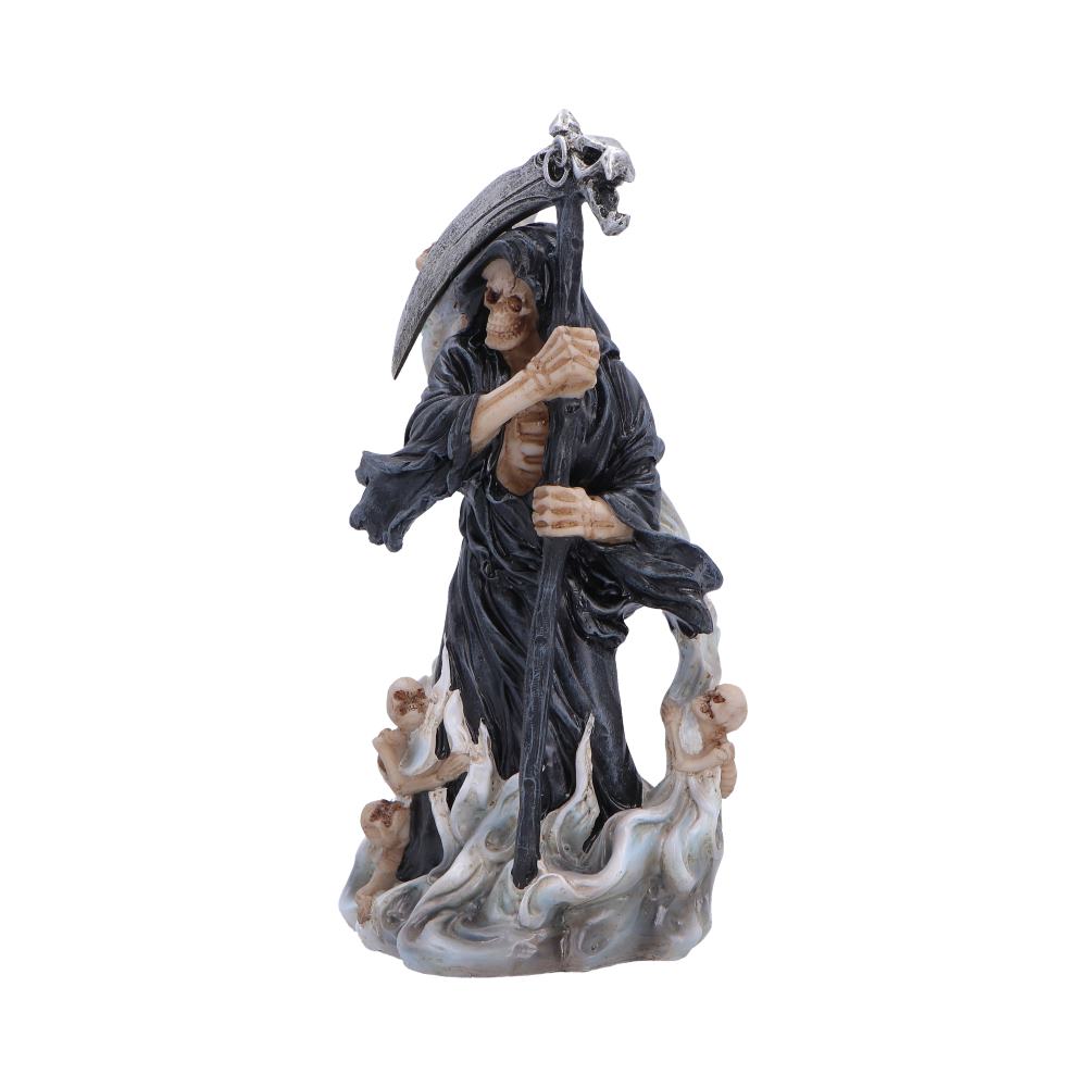 Grim reaper figurine with scythe and smoke detail