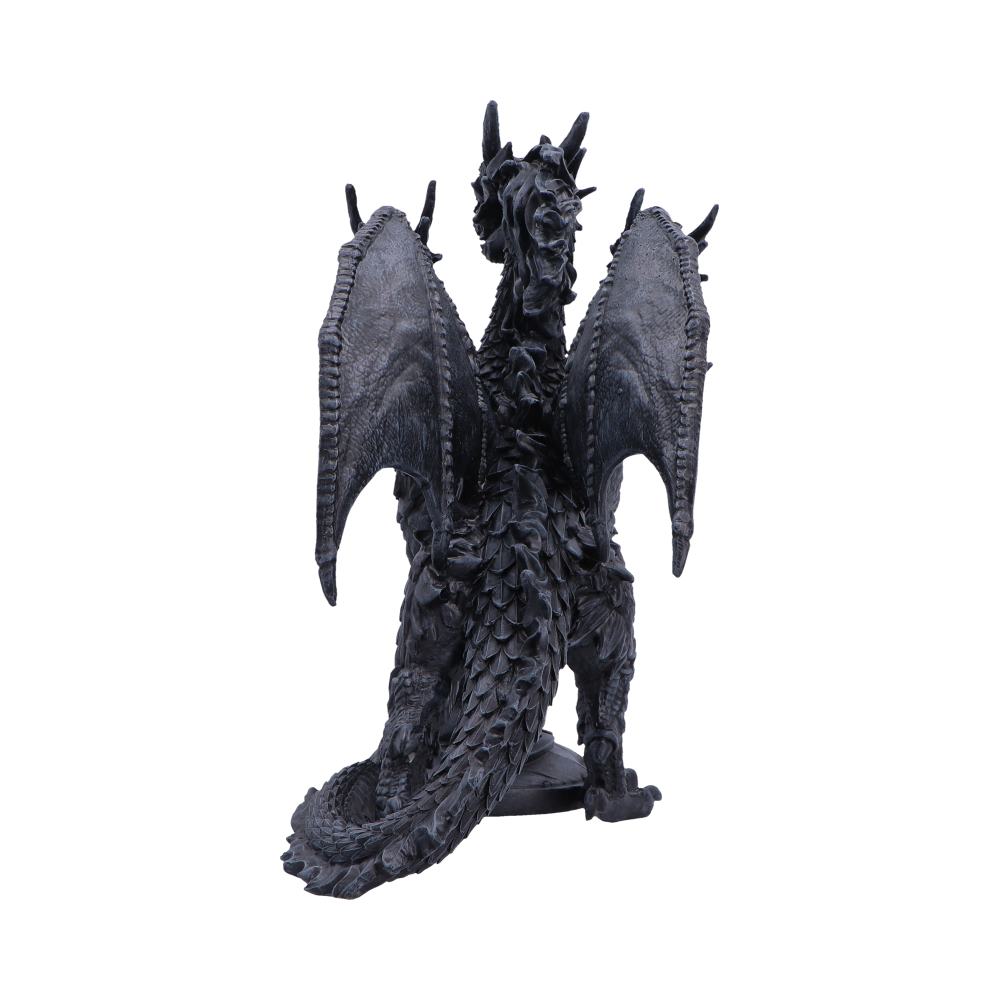 Black dragon figurine with wings and back details
