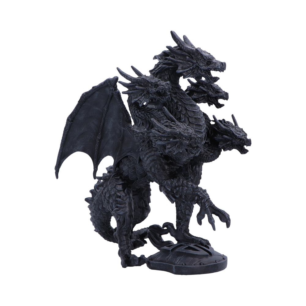 Five-headed dragon figurine with dark black finish