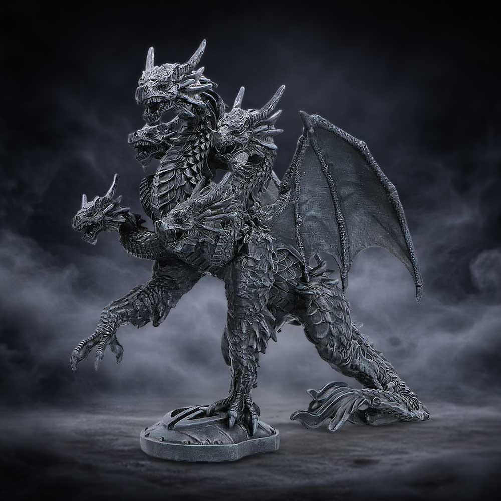 Dragon figurine claw resting on shield detail