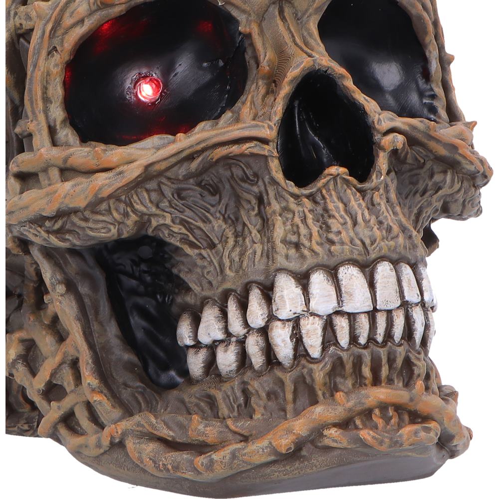 Close-up of skull face and glowing eye detail