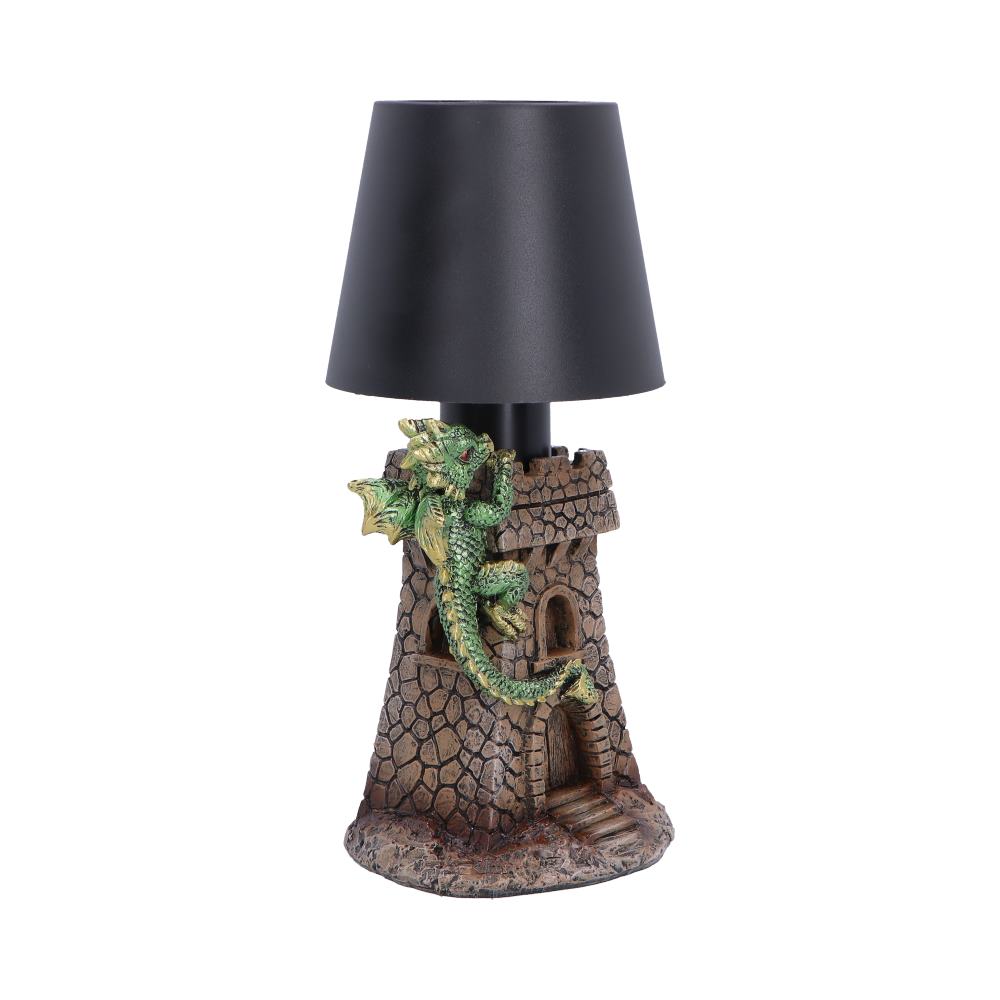 Dragon lamp with castle base and climbing dragon