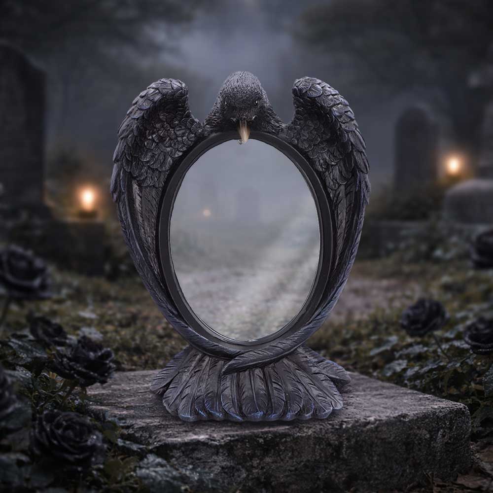 Decorative raven wall mirror for gothic interiors