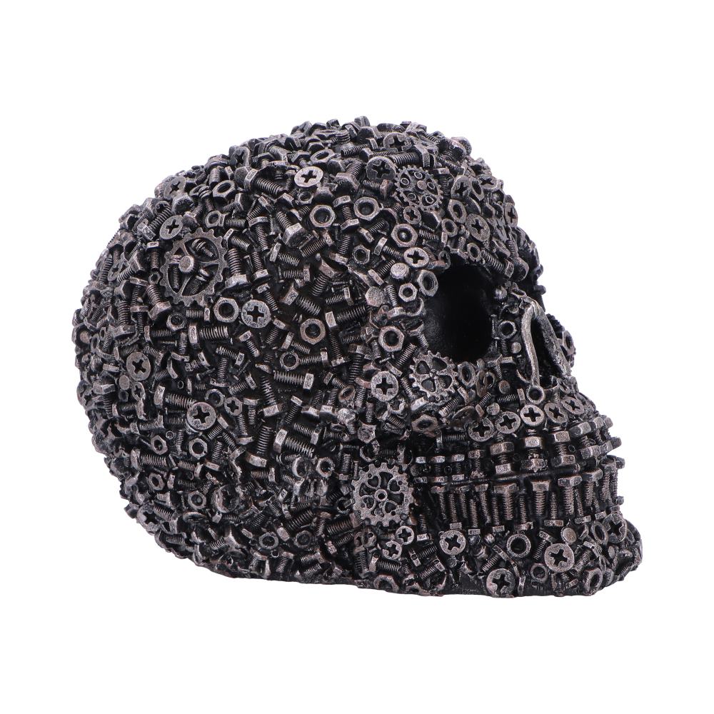 Industrial skull ornament made from bolts and screws
