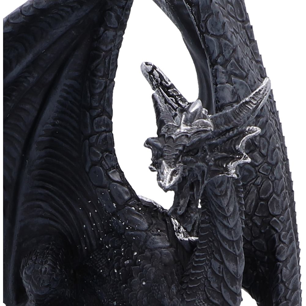 Close-up of the Midnight Crystal Overseer dragon's sculpted scales and silver detailing