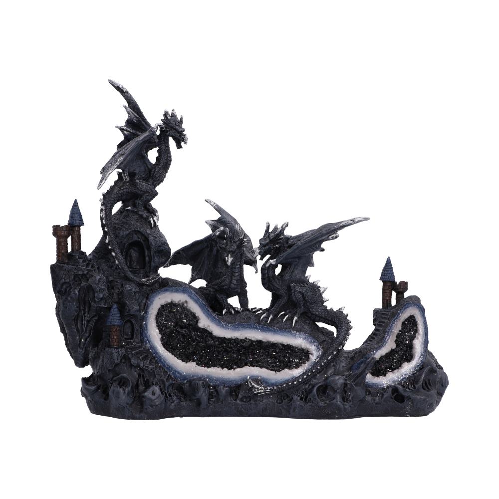 Midnight Geode Guardians Dragon Figurine 22.5cm with three black dragons