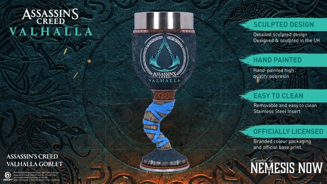 Assassin's Creed Valhalla Goblet video showing Viking-inspired detailing and hand-painted finish
