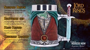 Lord of the Rings Frodo Tankard video showing Sting handle, One Ring detail, and engraved quote