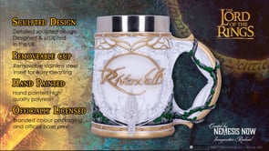 Lord of the Rings Rivendell Tankard video showing Elven detailing, jewel accents, and tree branch handle