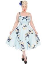 Load image into Gallery viewer, Hearts &amp; Roses Vintage Blue Daisy Dress
