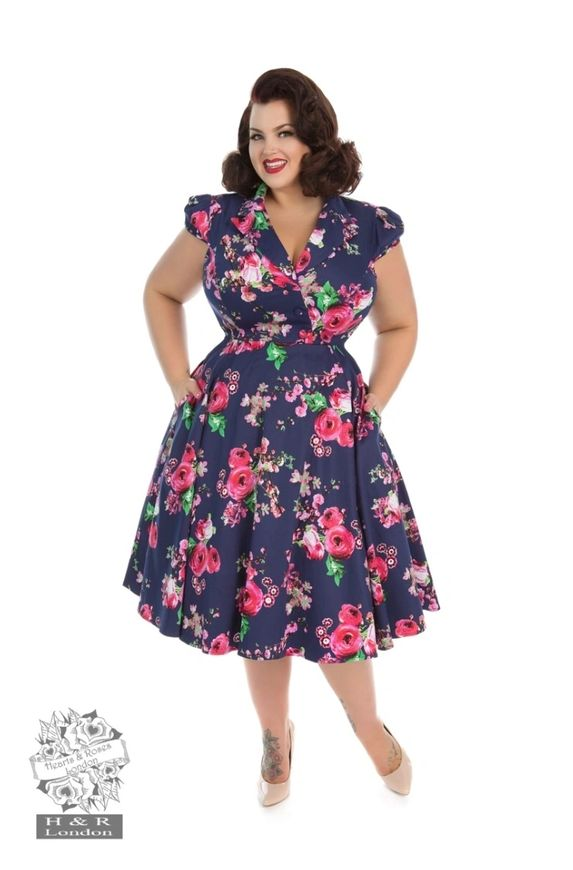 Hearts & Roses Midnight Garden Floral Tea Dress