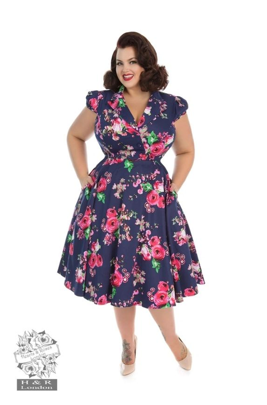 Hearts & Roses Midnight Garden Floral Tea Dress