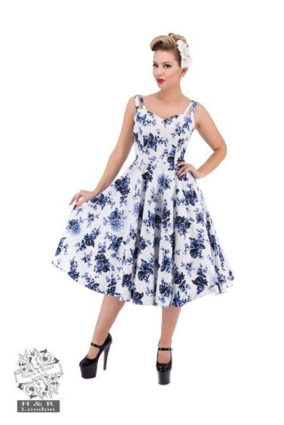 Hearts & Roses Blue Rosaceae Swing Dress