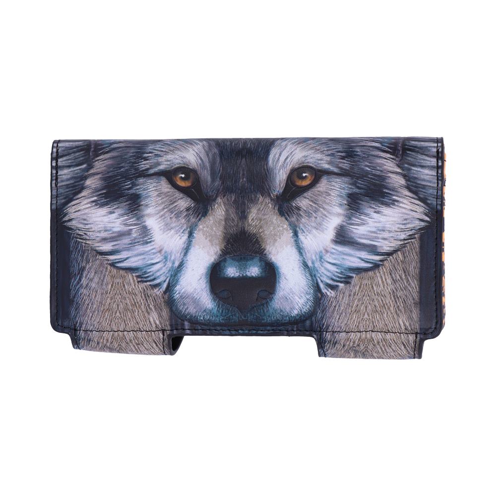 Guardian Wolf Embossed Purse by Lisa Parker 18.5cm