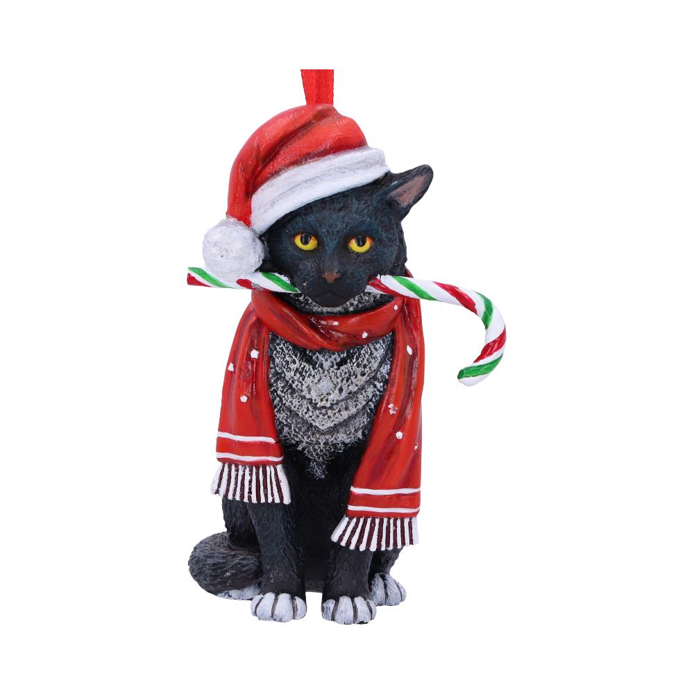 Candy Cane Cat Hanging Ornament by Lisa Parker 9cm
