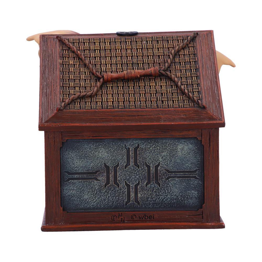 Back view of the Gremlins™ Gizmo™ You Are Ready Figurine showing detailed gift box sculpting and hand-painted finish