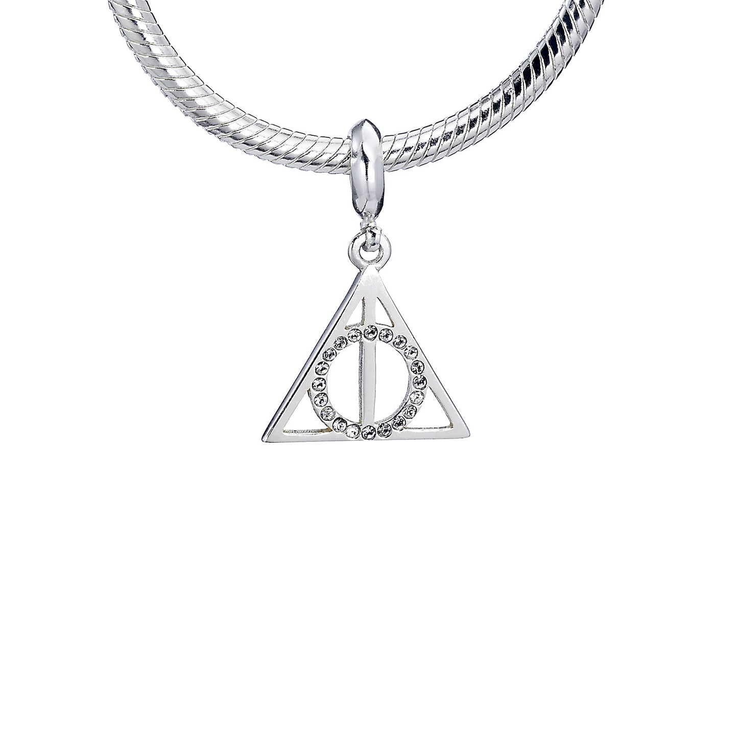 Harry Potter Sterling Silver Deathly Hallows Slider Charm with Crystal Elements