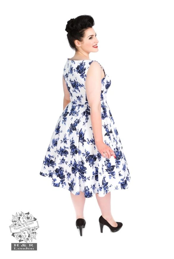 Hearts & Roses Blue Rosaceae Swing Dress