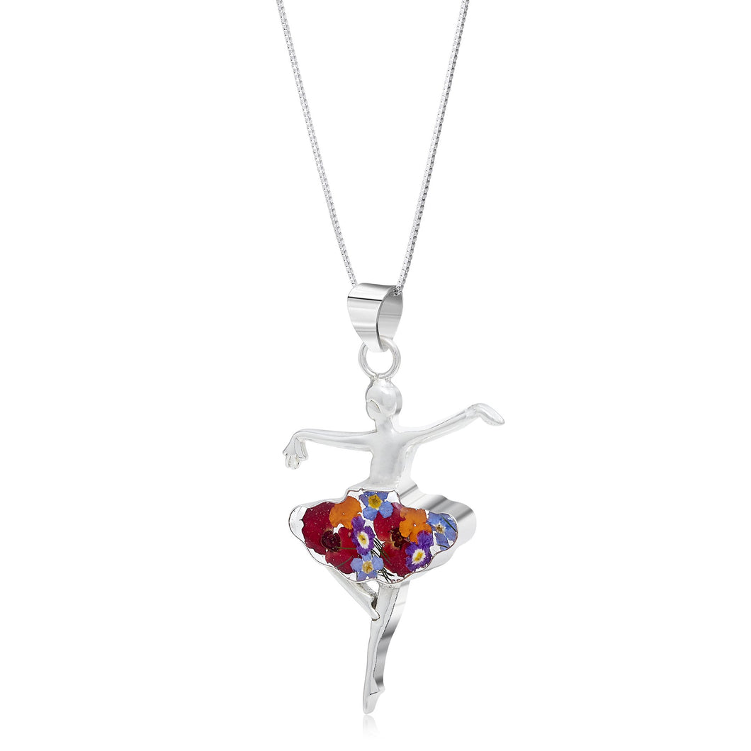 Sterling Silver Mixed Flower Ballerina Necklace