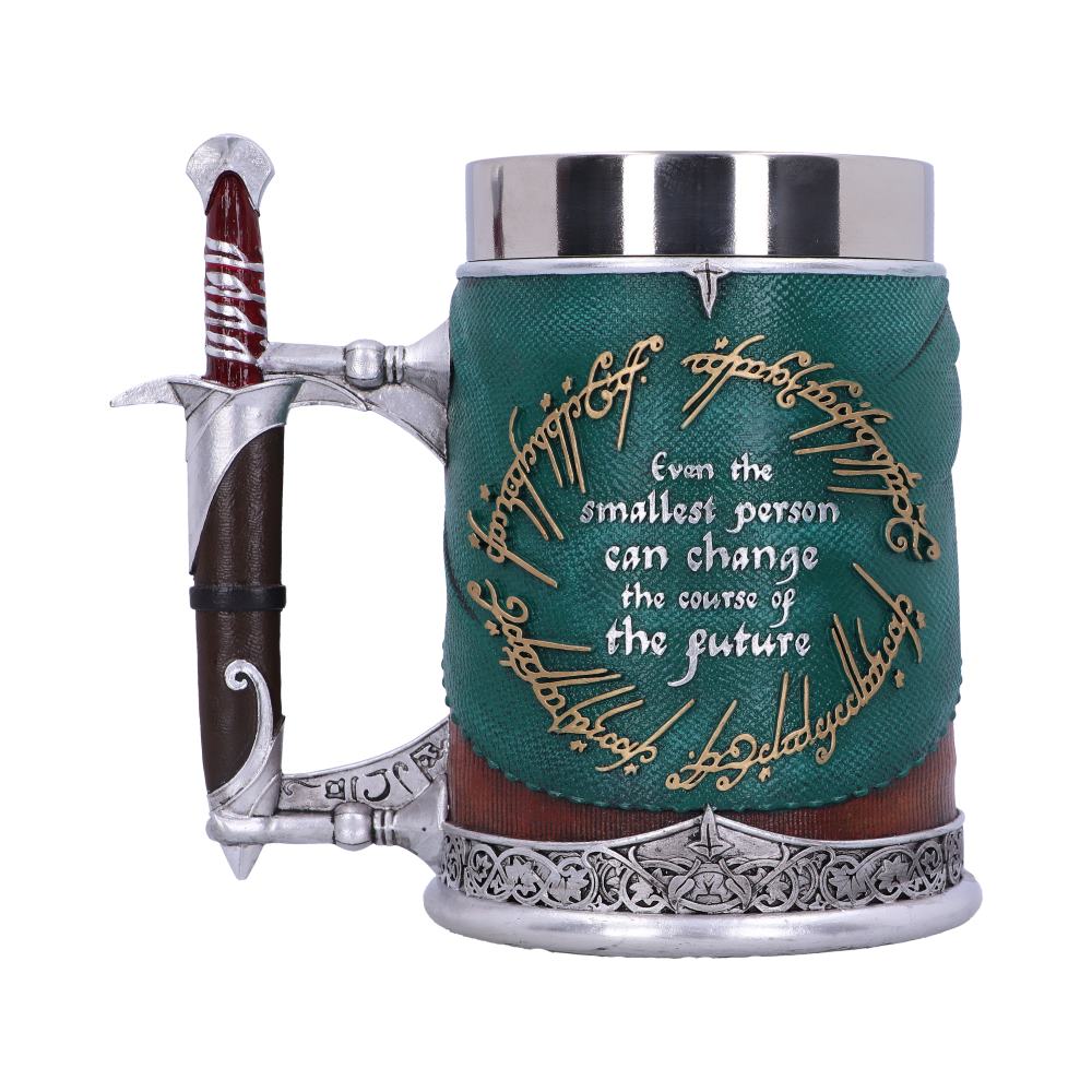 Back view of The Lord of the Rings™ Frodo™ Tankard featuring engraved quote and Ring inscription