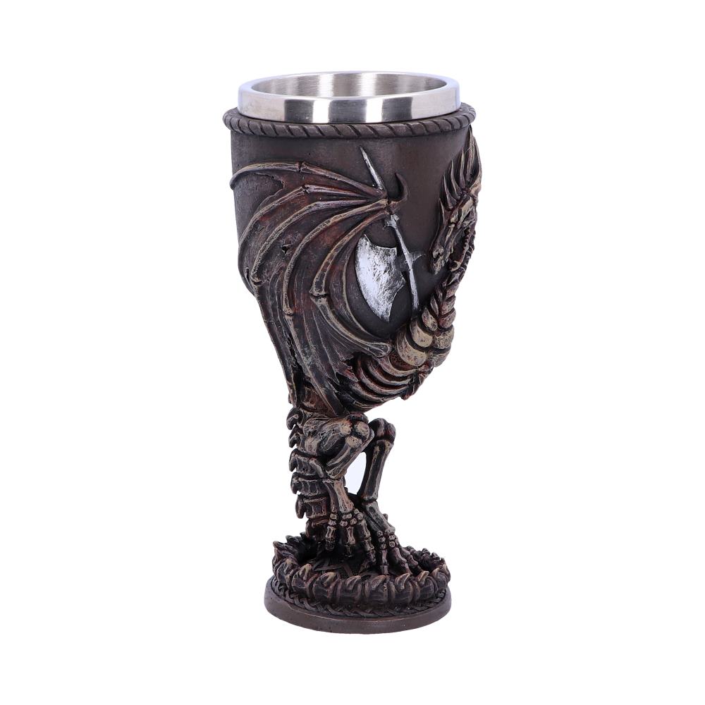 Gothic hand-painted dragon skeleton resin goblet