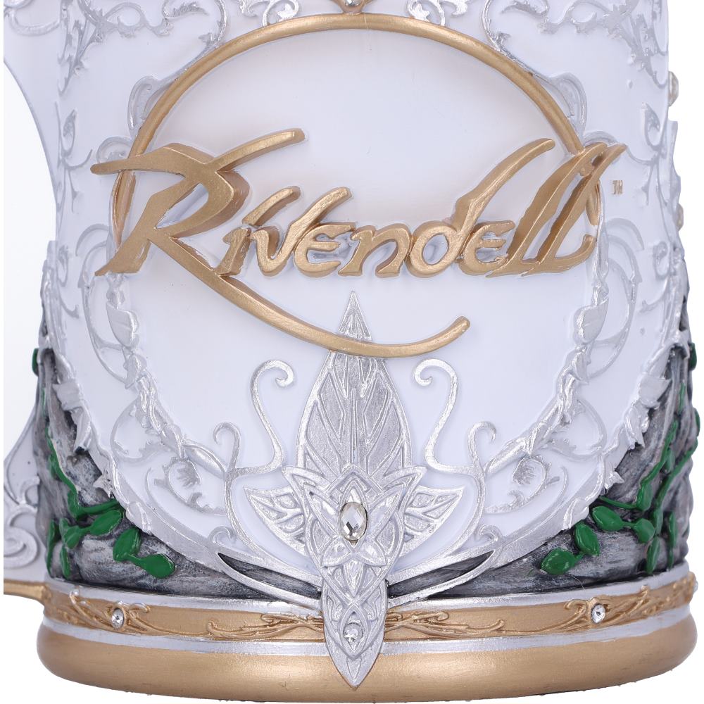Rivendell tankard front view with Elven detailing