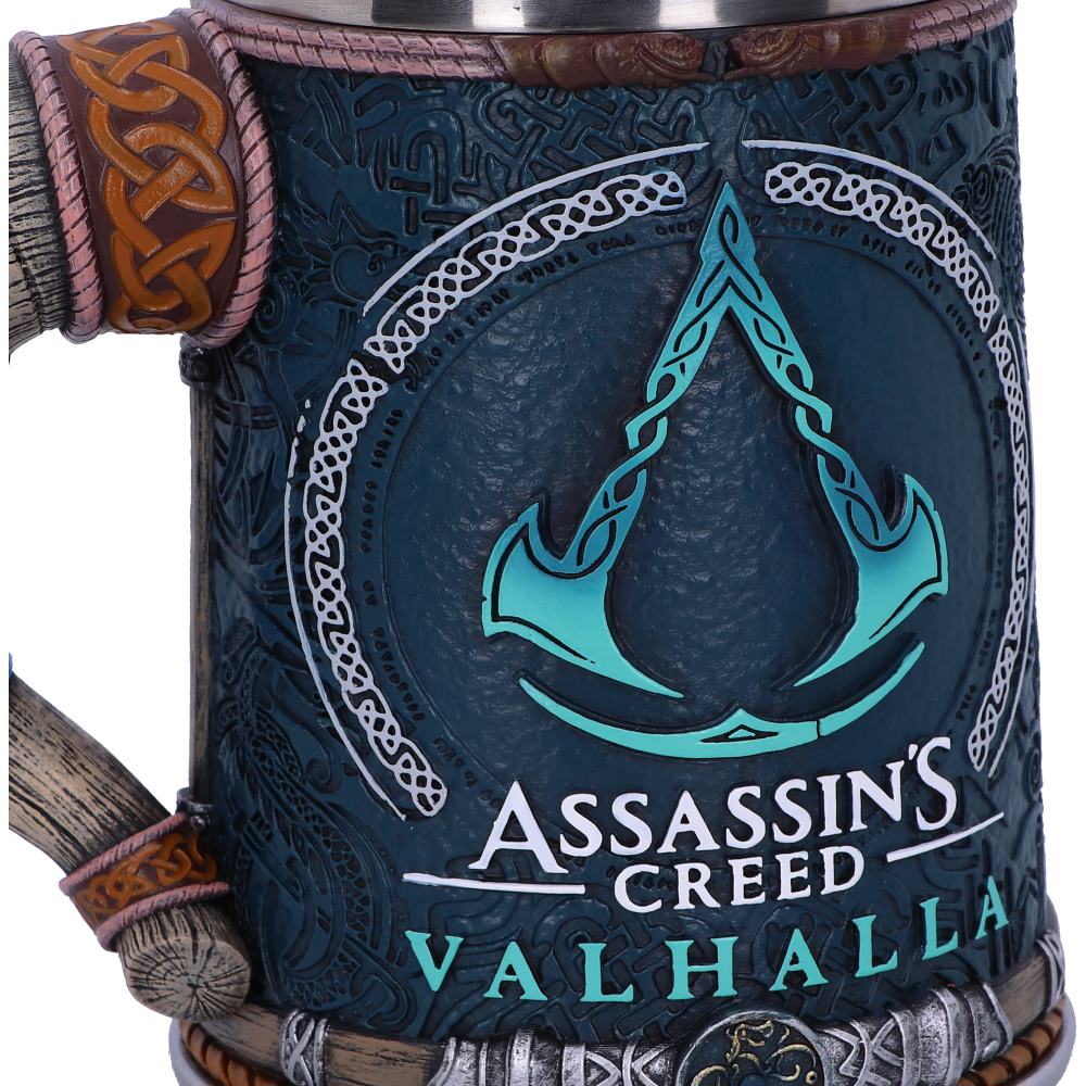 Close-up of Valhalla inspired detailing on tankard