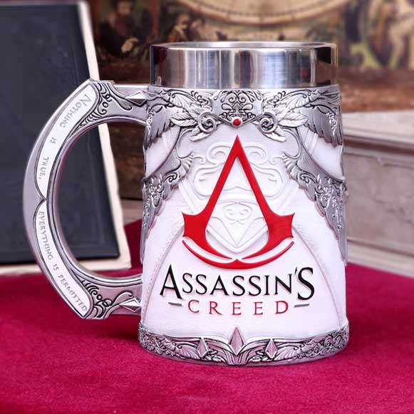 Hand-painted Assassin's Creed tankard display