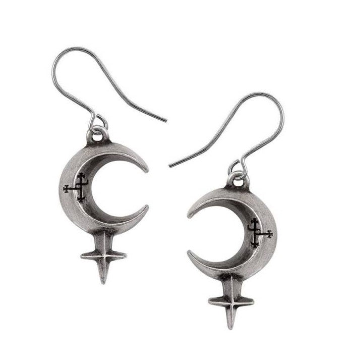 Lilith earrings gothic sigil crescent moon jewellery